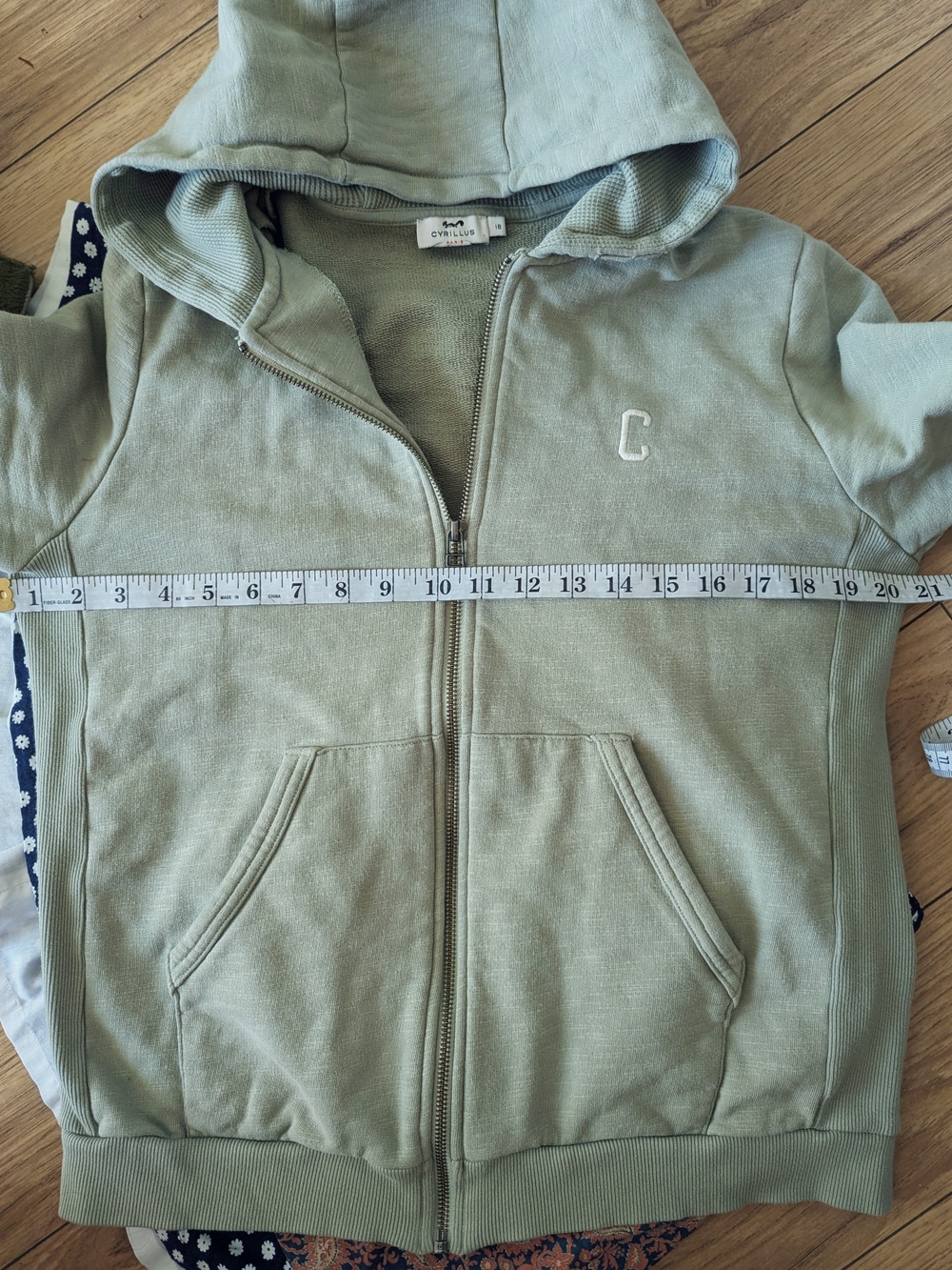 Cyrillus Paris Sage Zip Hoodie Teen 16 / Veste à capuche sauge T16 Women S/M - Picture 4 of 6